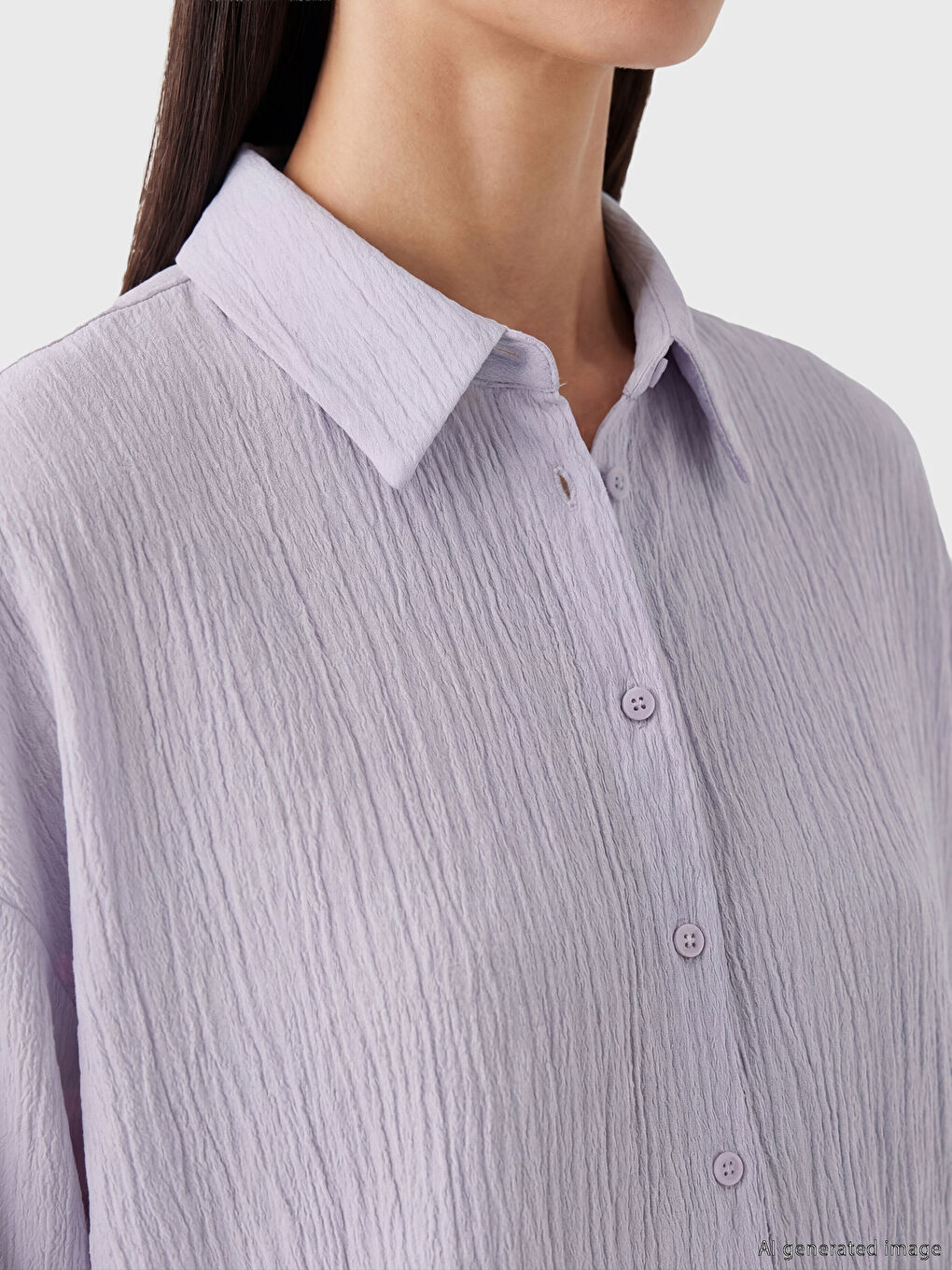 Lila Dokulu Kadın Gömlek-2