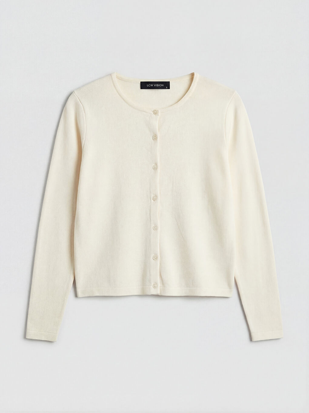 Ekru Bisiklet Yaka Kadın Triko Hırka