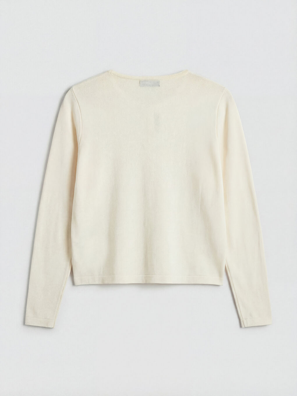 Ekru Bisiklet Yaka Kadın Triko Hırka-1