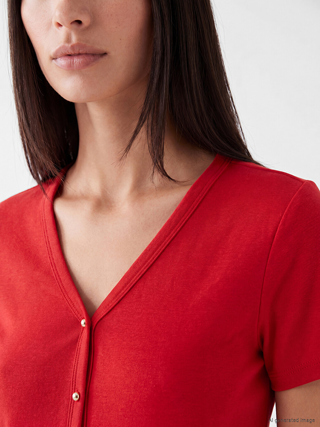 Bluza sa V izrezom na dugmad-2