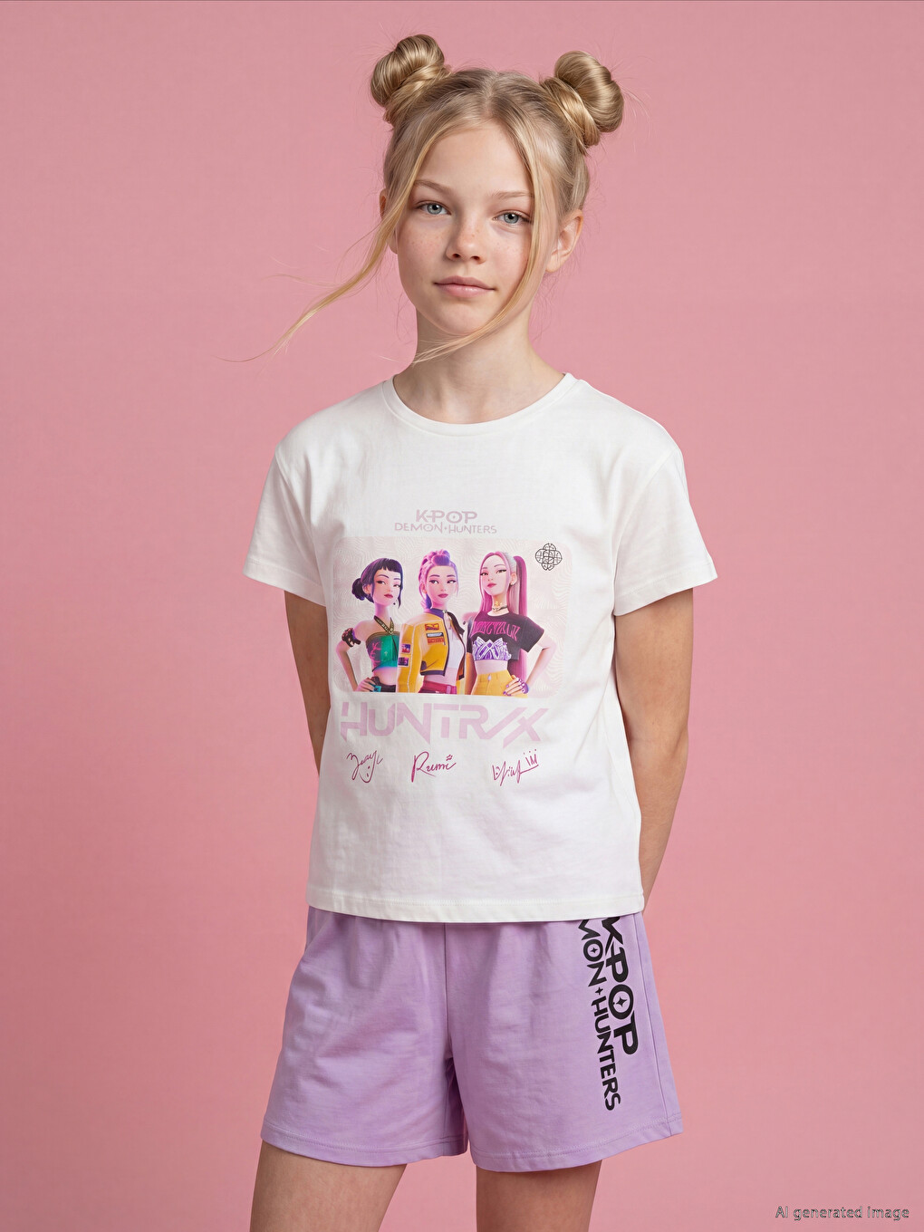 K-pop Demon Hunters Printed Girls' T-shirt