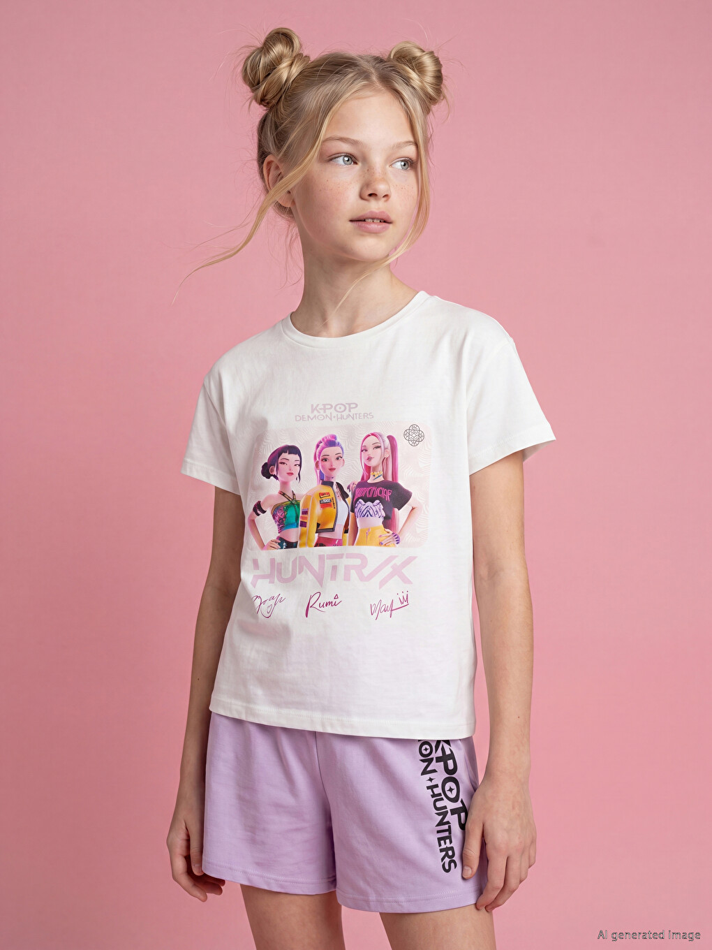 K-pop Demon Hunters Printed Girls' T-shirt-1
