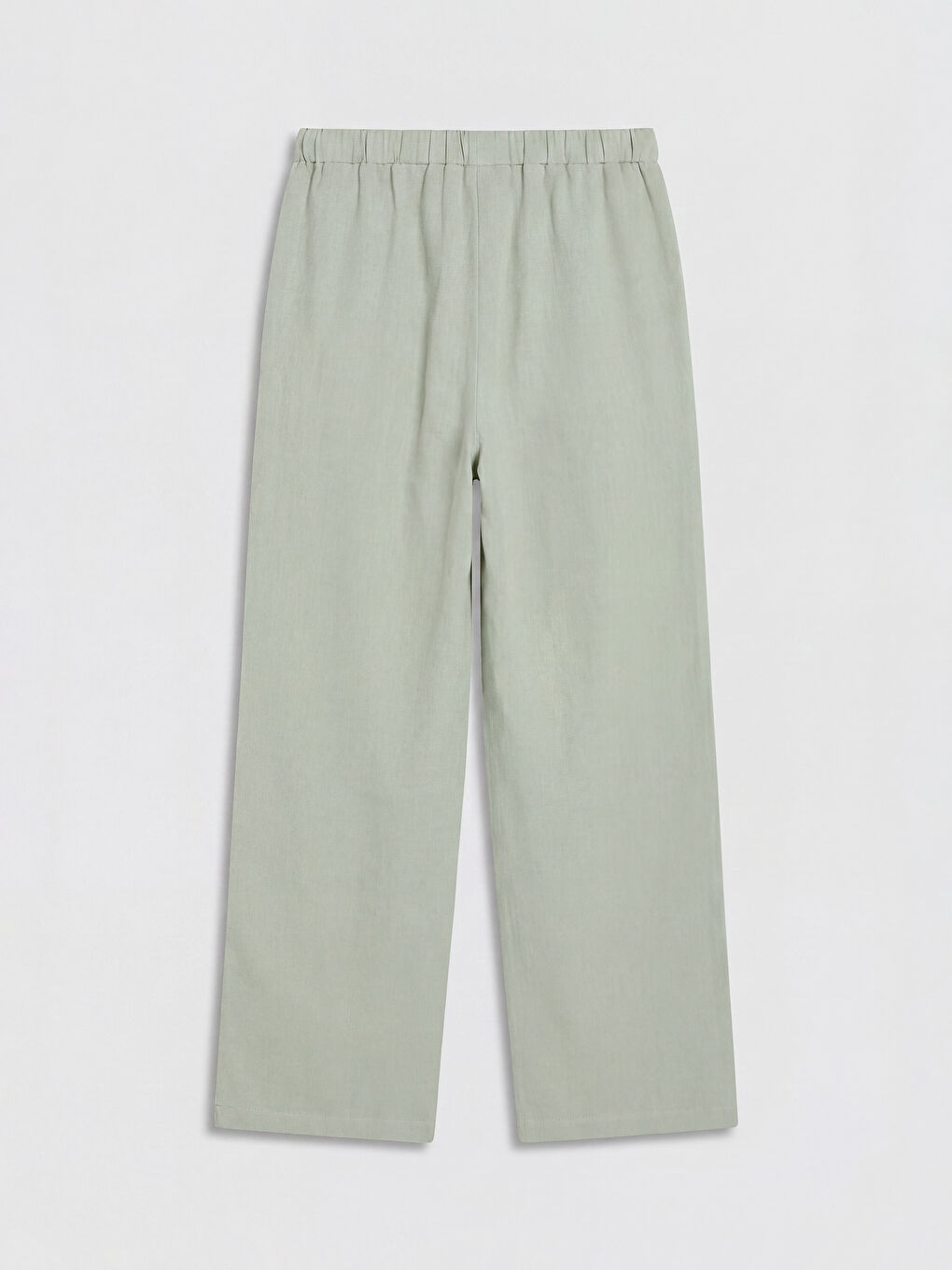 Yeşil Beli Lastikli Geniş Paça Kadın Pantolon-1