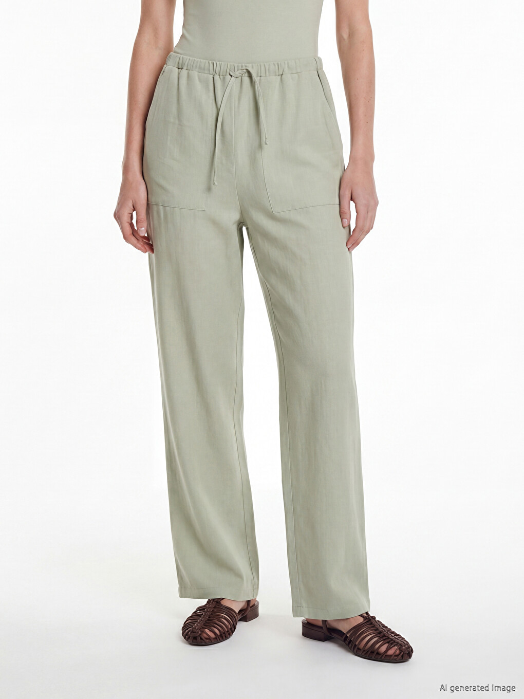 Elastic Waist Women's Muslin Trousers-1