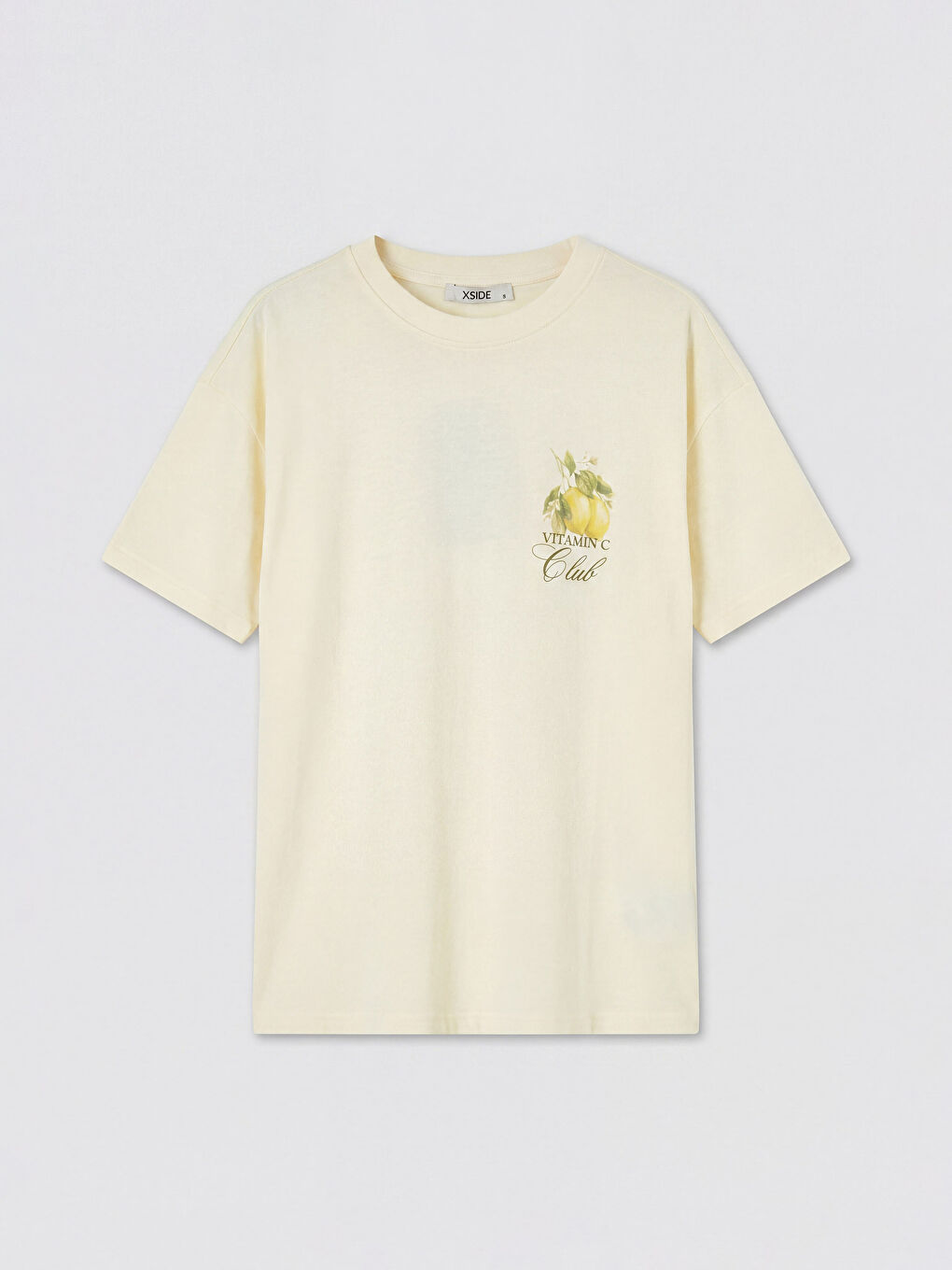 Sarı Bisiklet Yaka Baskılı Kadın Tişört