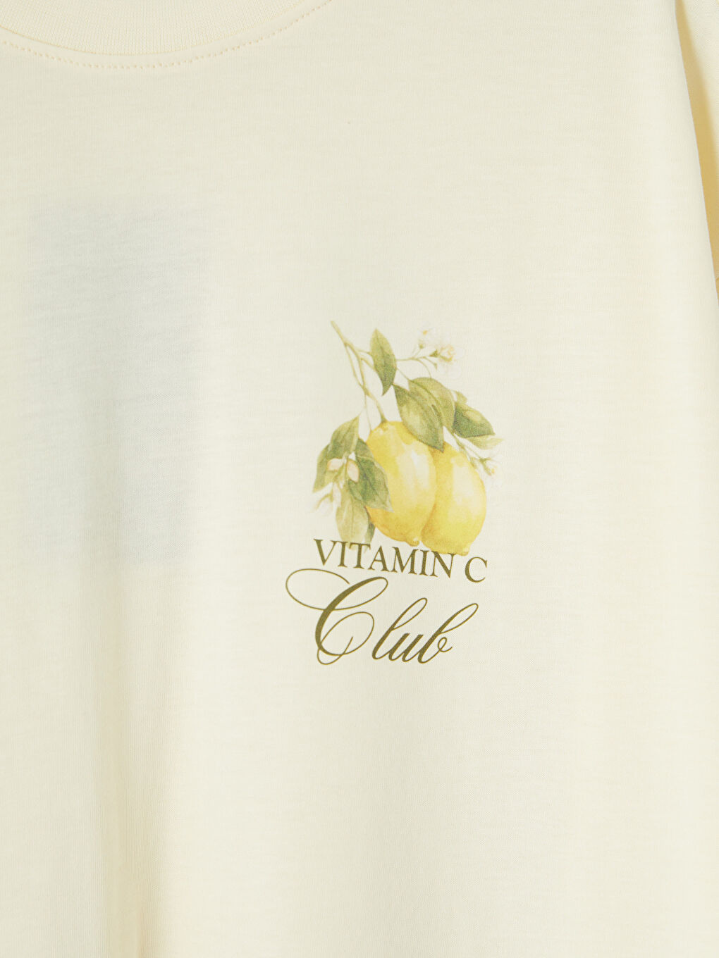 Sarı Bisiklet Yaka Baskılı Kadın Tişört-2