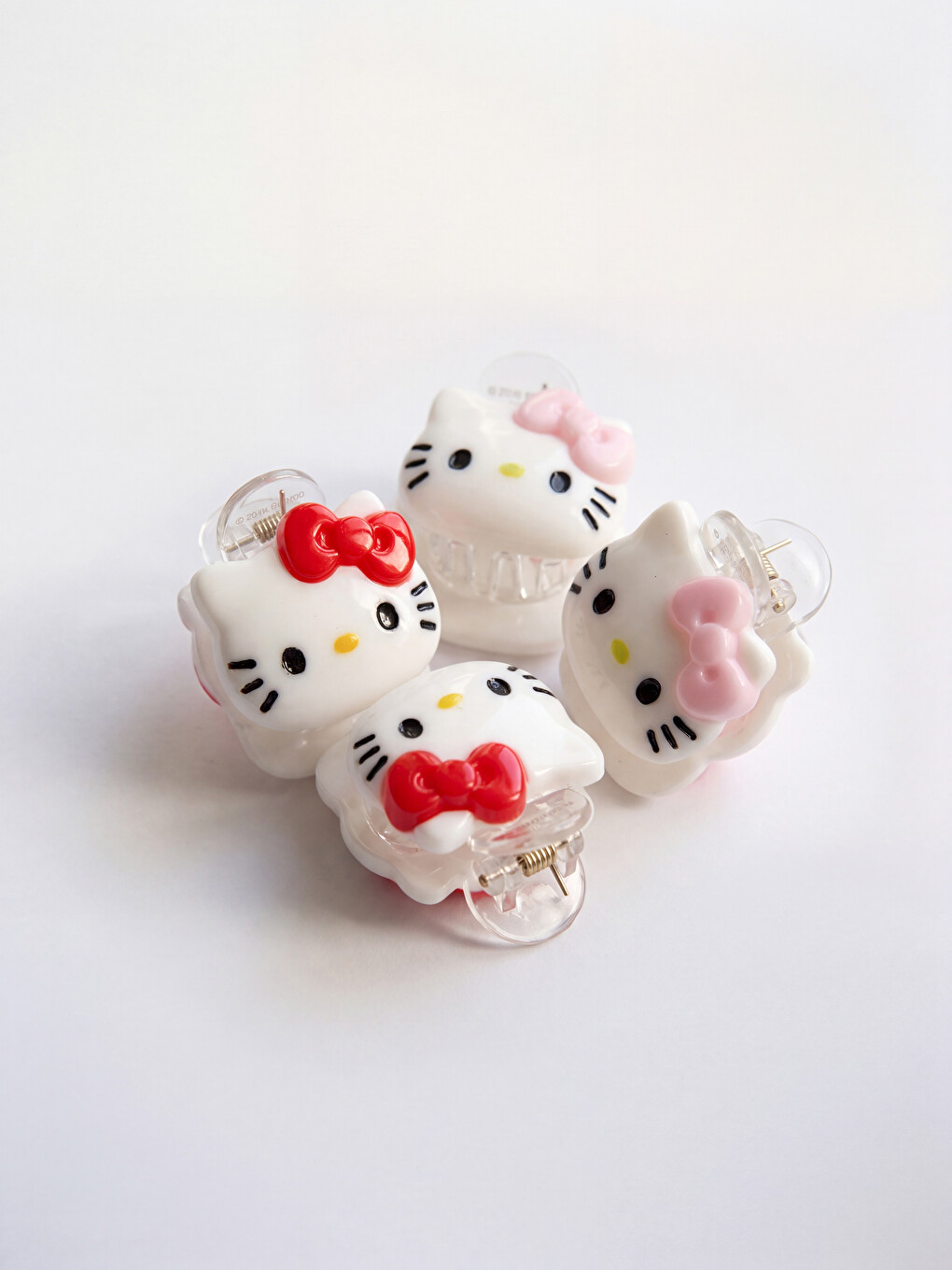 Set Kapëse Flokësh Me Kthetra Hello Kitty I Stampuar Për Vajza, 4 Copë-1