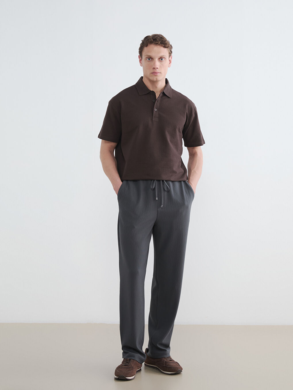 Petrol Standart Kalıp Erkek Pantolon