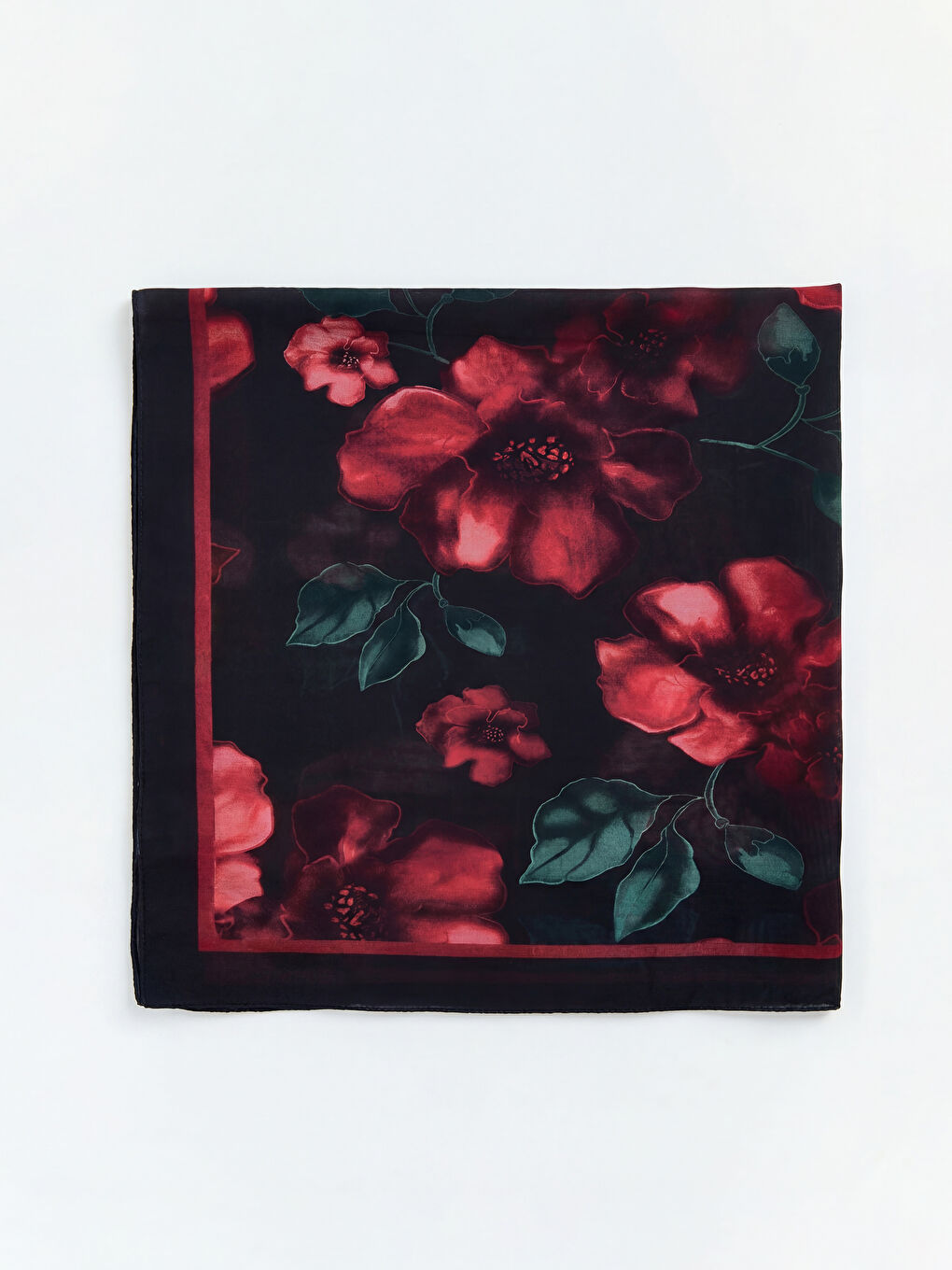 Siyah Çiçekli Kadın Şal-1