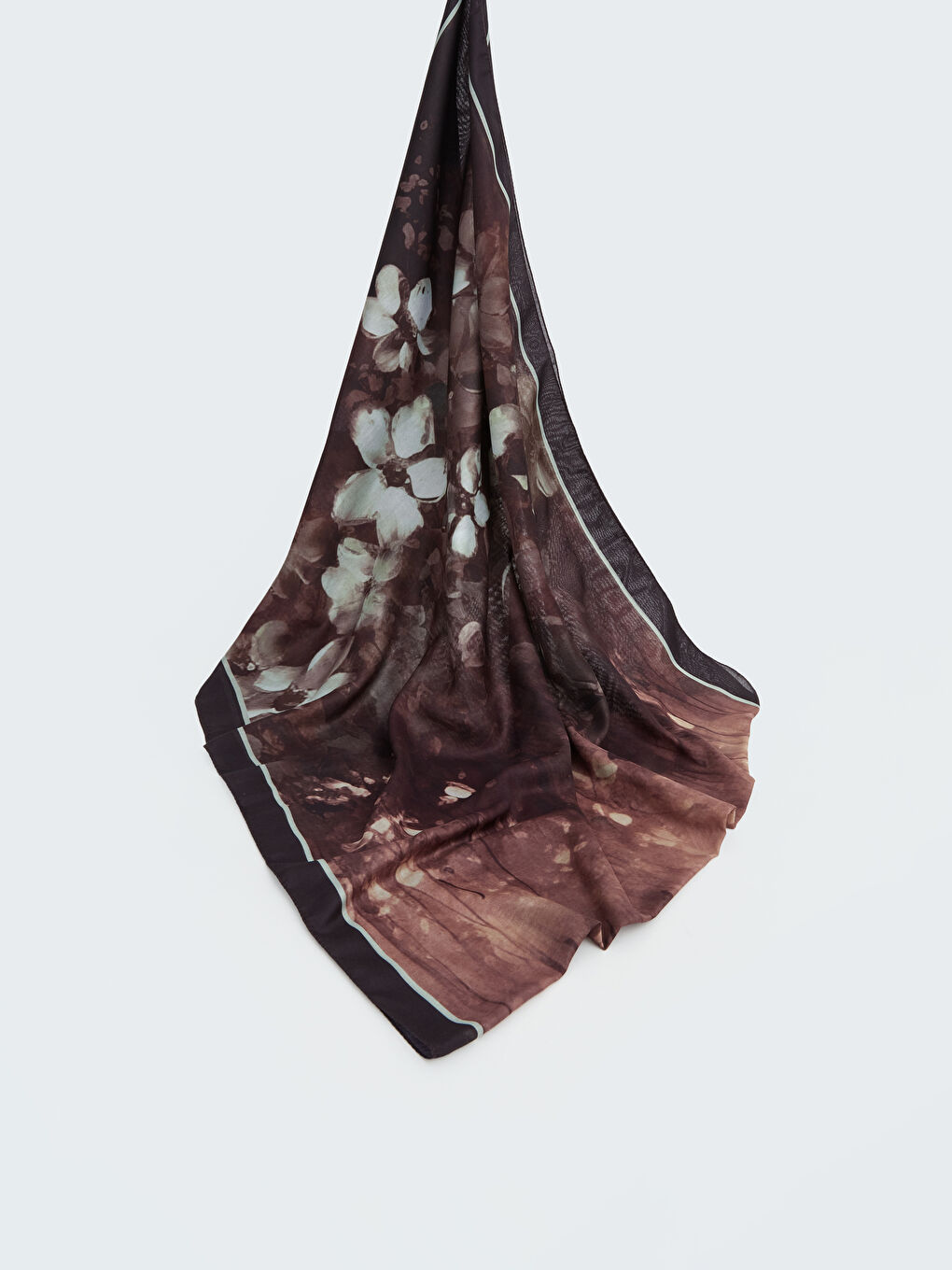 Kahverengi Çiçekli Kadın Şal