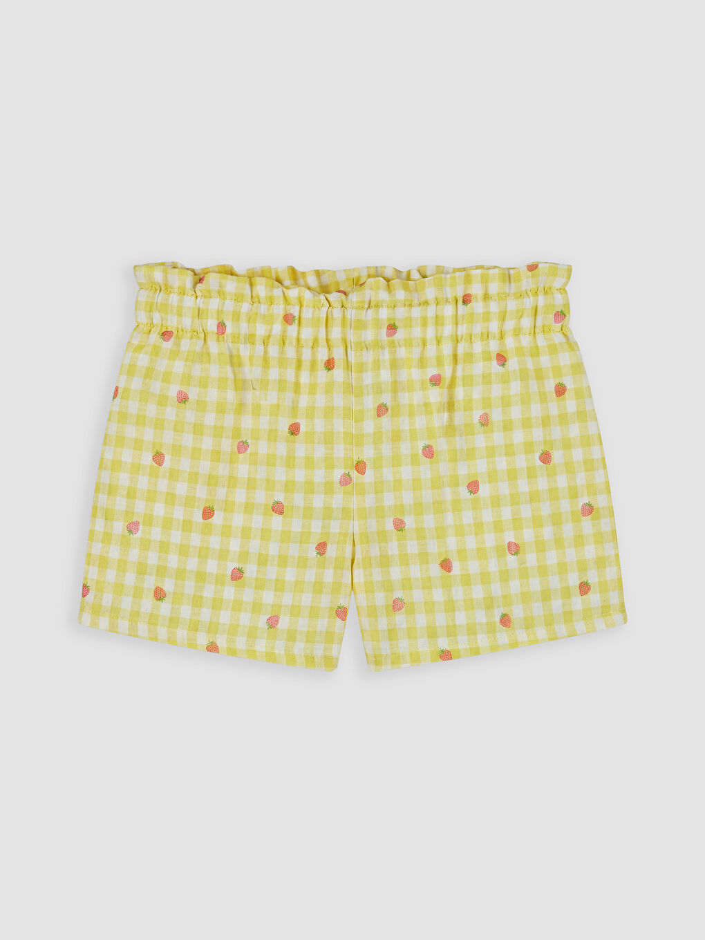 Ekru Çilek Baskılı Kız Bebek Şort