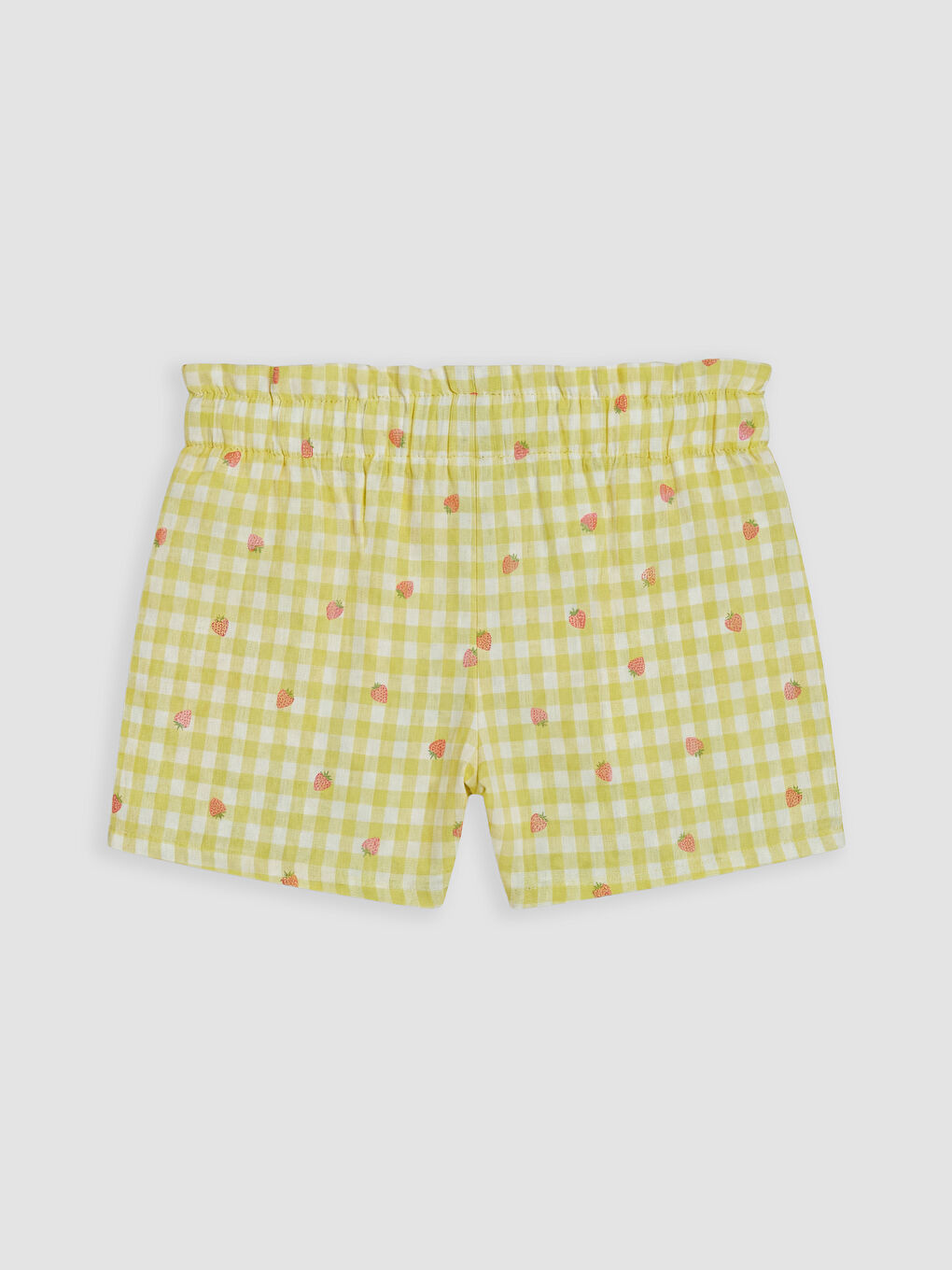 Ekru Çilek Baskılı Kız Bebek Şort-1