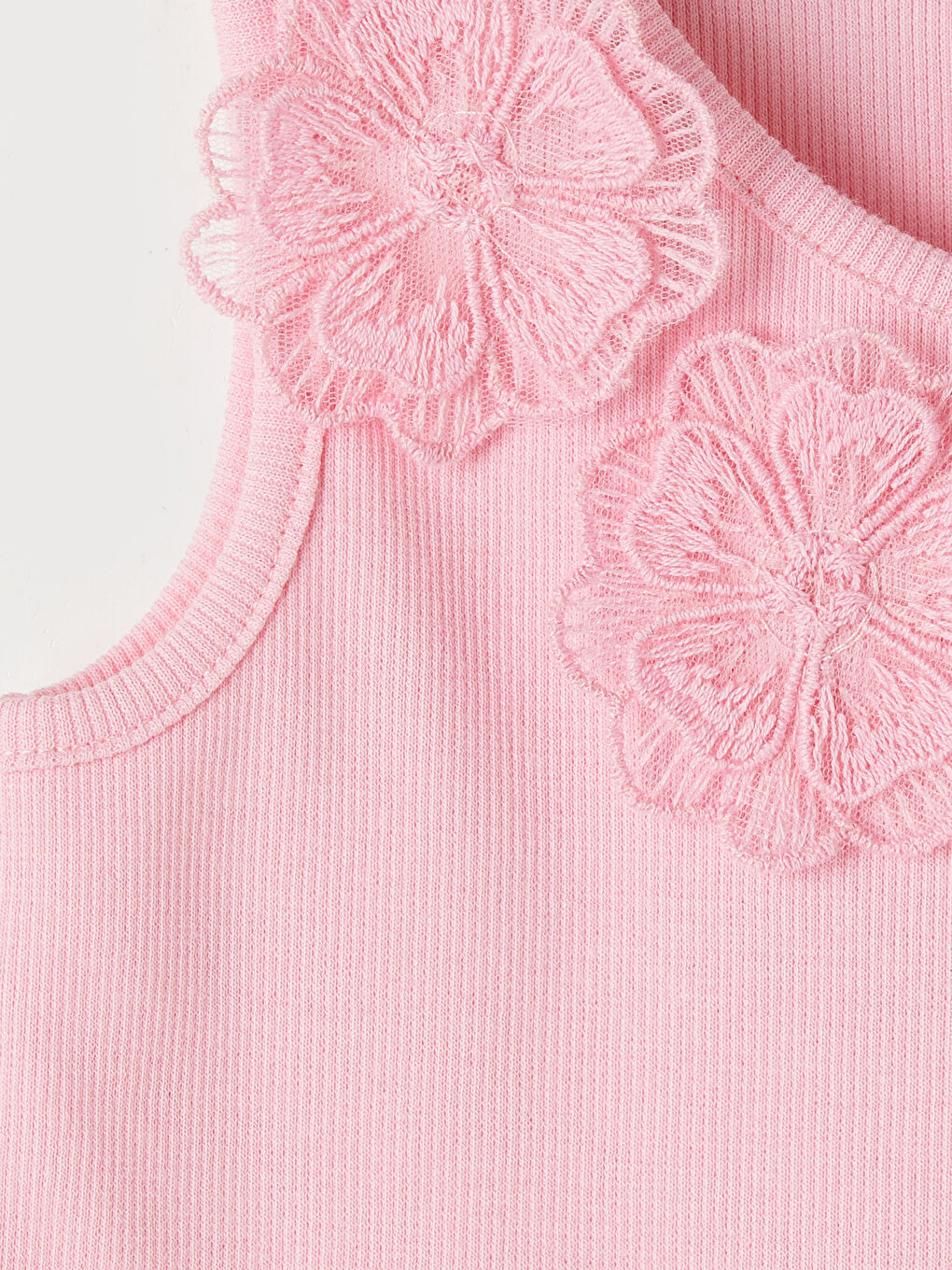 Pembe Çiçek Detaylı Kız Çocuk Fitilli Atlet-2