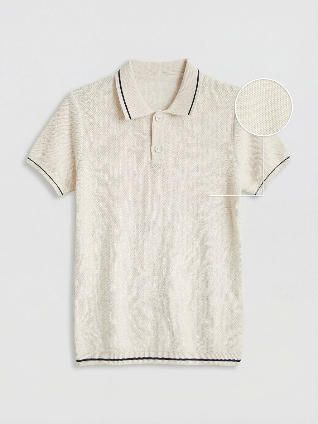 Ekru Polo Yaka Erkek Çocuk Triko Kazak