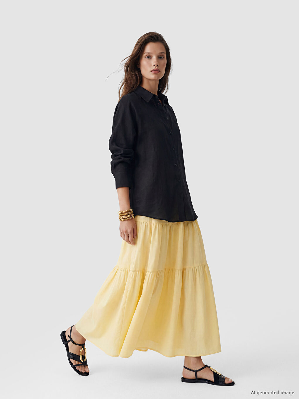 Elastic Waist Layered Skirt