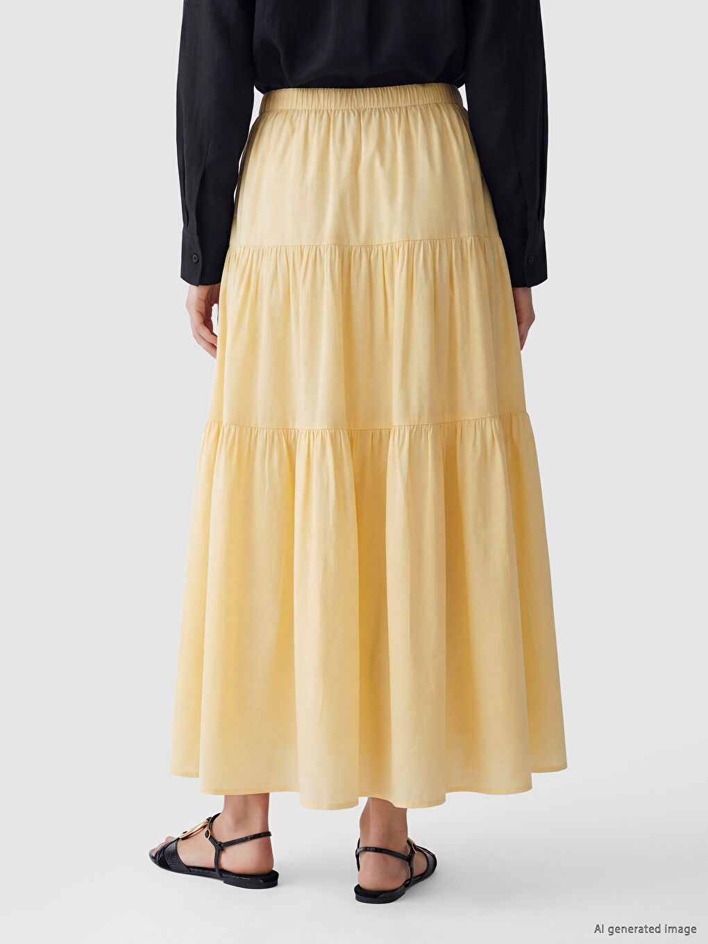 Elastic Waist Layered Skirt-3