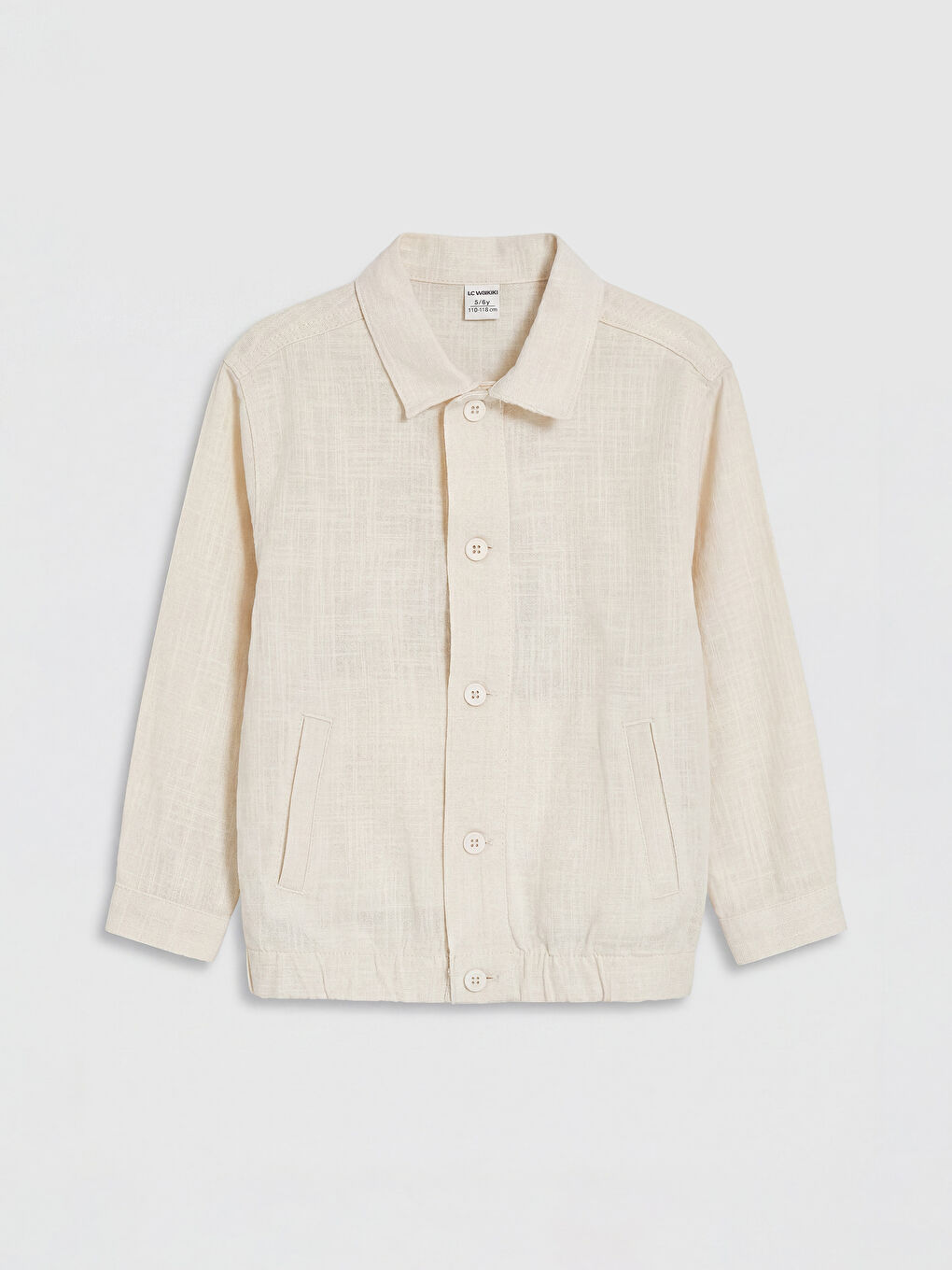 Bej Keten Görünümlü Erkek Çocuk Gömlek Ceket