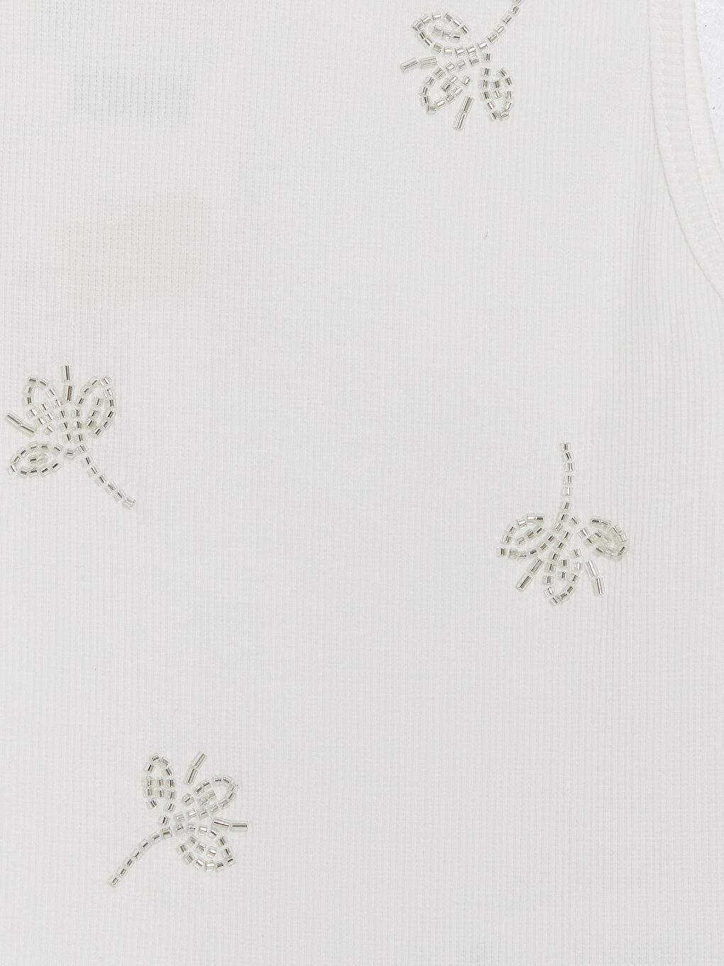 Ekru Bisiklet Yaka Boncuklu Kız Çocuk Atlet-2