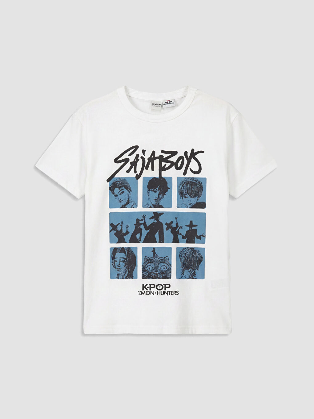 Beyaz K-pop Demon Hunters Baskılı Erkek Çocuk Tişört