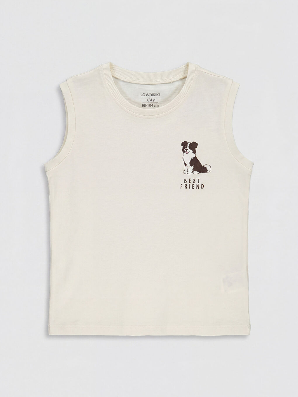 Bej Bisiklet Yaka Baskılı Erkek Çocuk Atlet 2'li-1