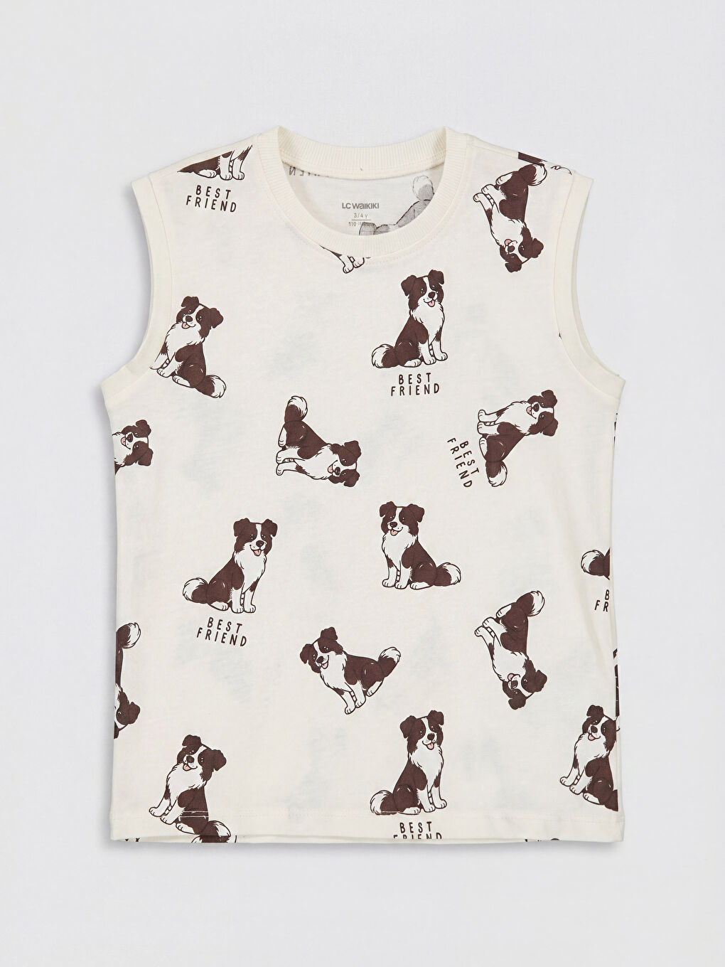 Bej Bisiklet Yaka Baskılı Erkek Çocuk Atlet 2'li-3