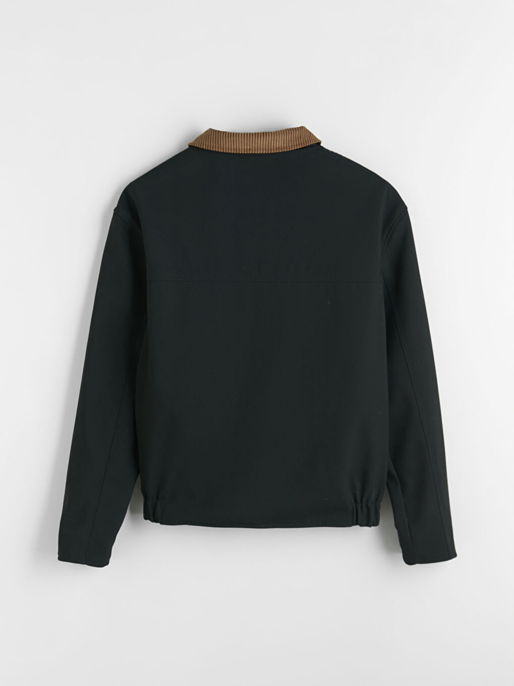 Siyah Standart Kalıp Kadife Yakalı Erkek Mont-1