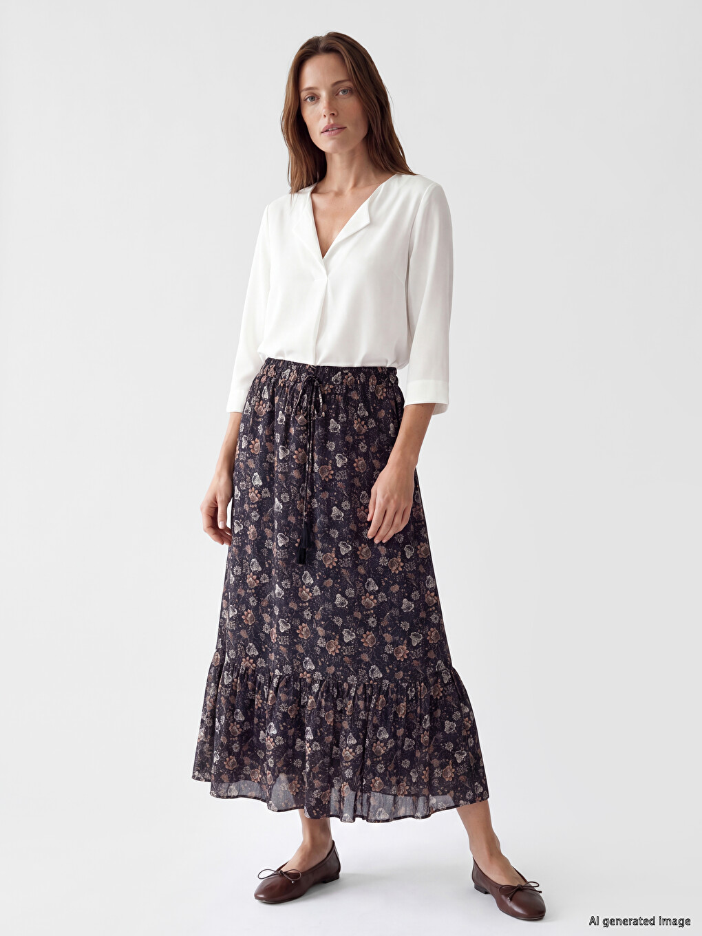 Elastic Waist Floral Skirt