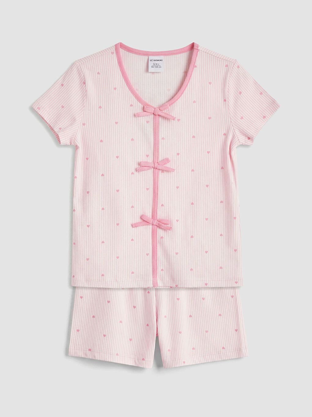 Pembe Kız Çocuk Şortlu Pijama Takımı