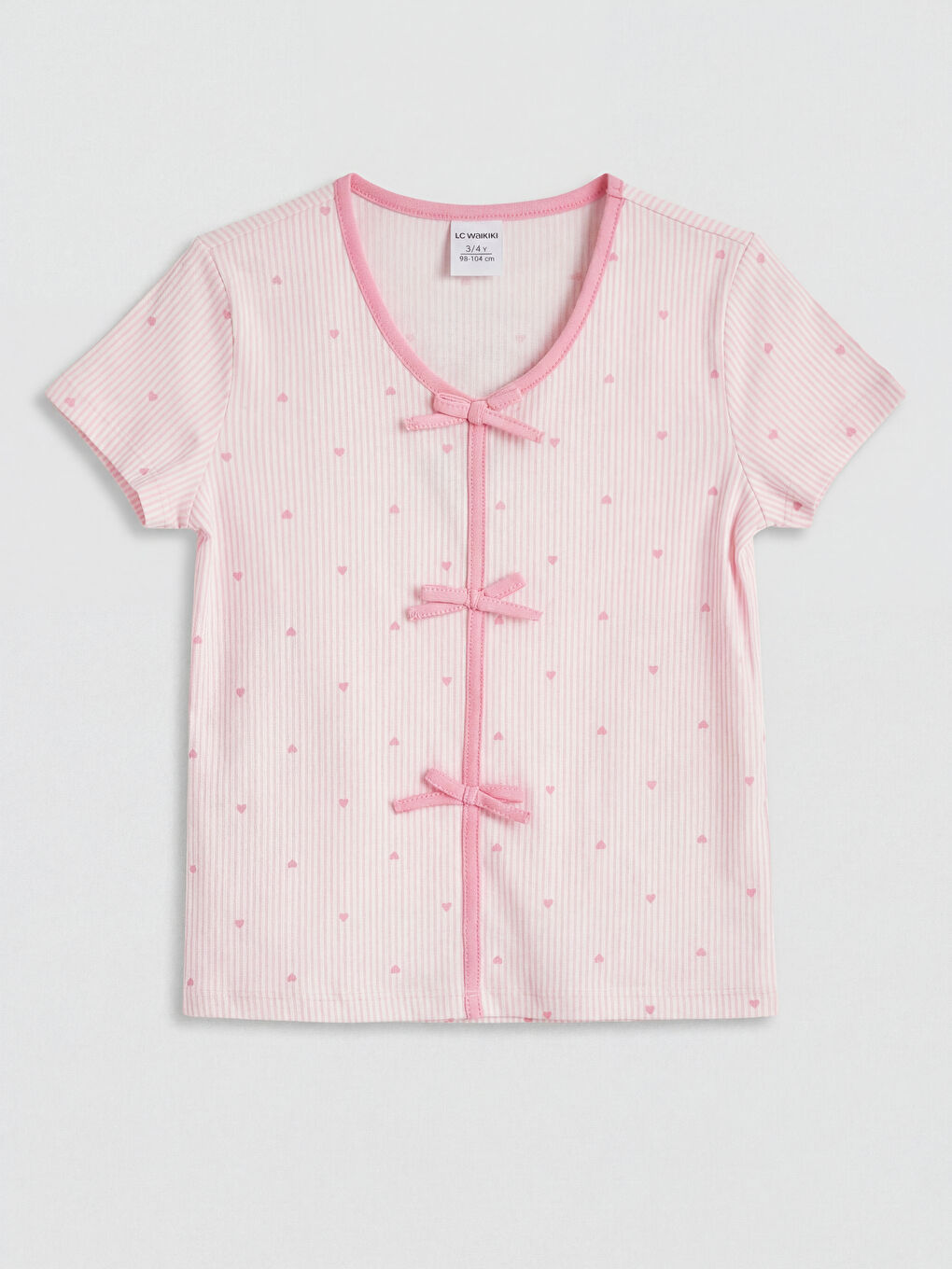 Pembe Kız Çocuk Şortlu Pijama Takımı-1