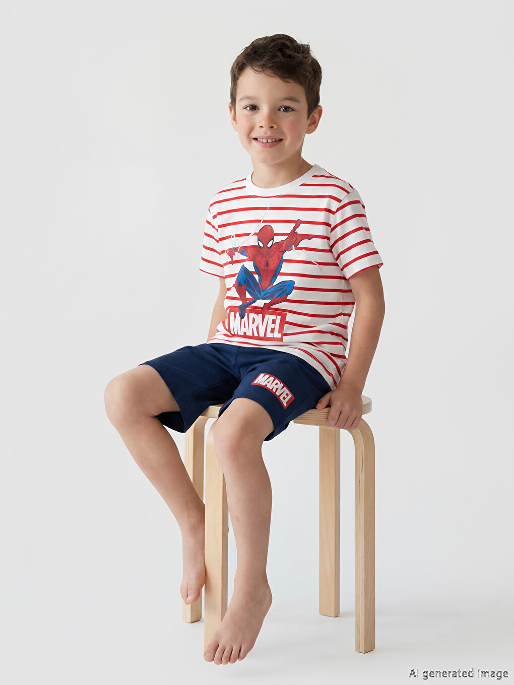 Beyaz Spider-Man Baskılı Erkek Çocuk Şortlu Pijama Takımı