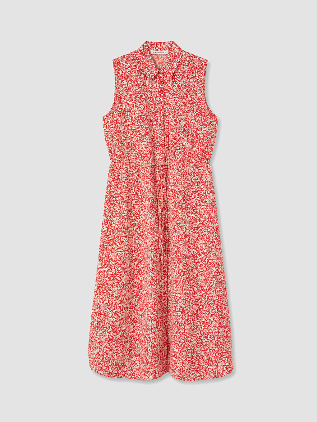 Floral Waist Sash Shirt Dress-4