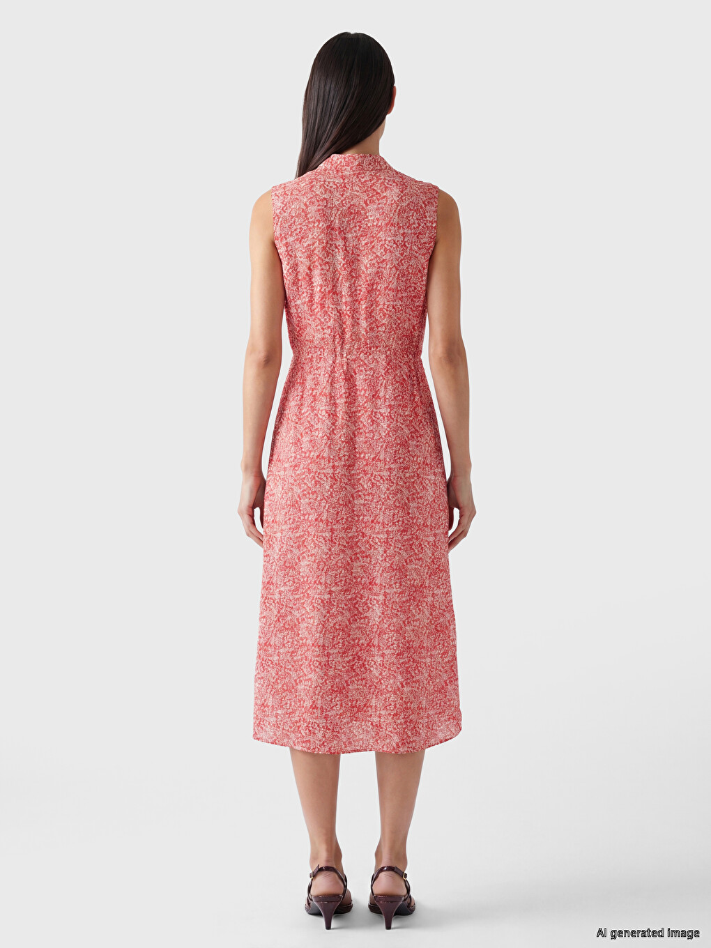 Floral Waist Sash Shirt Dress-3
