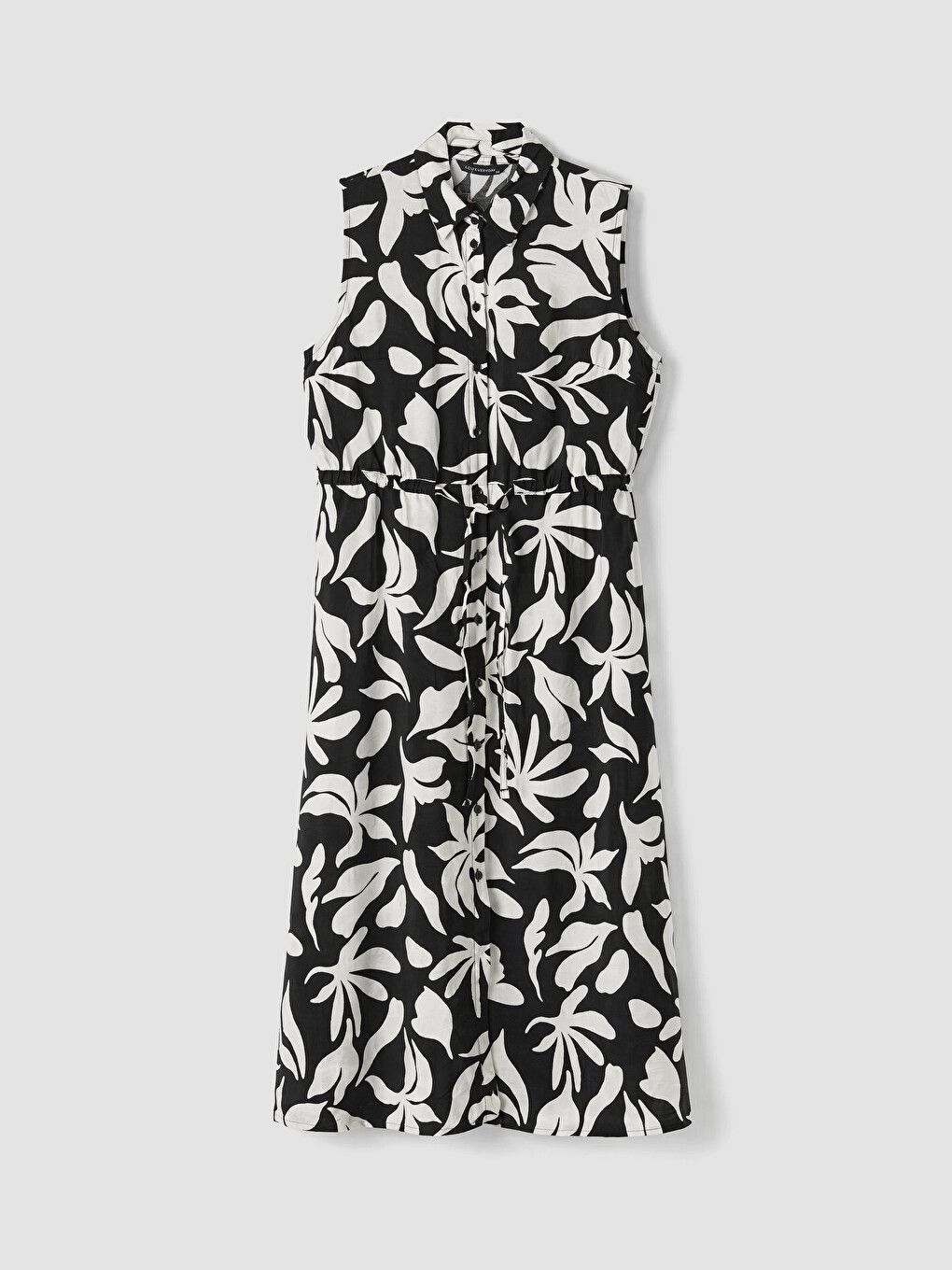 Floral Waist Sash Shirt Dress-4