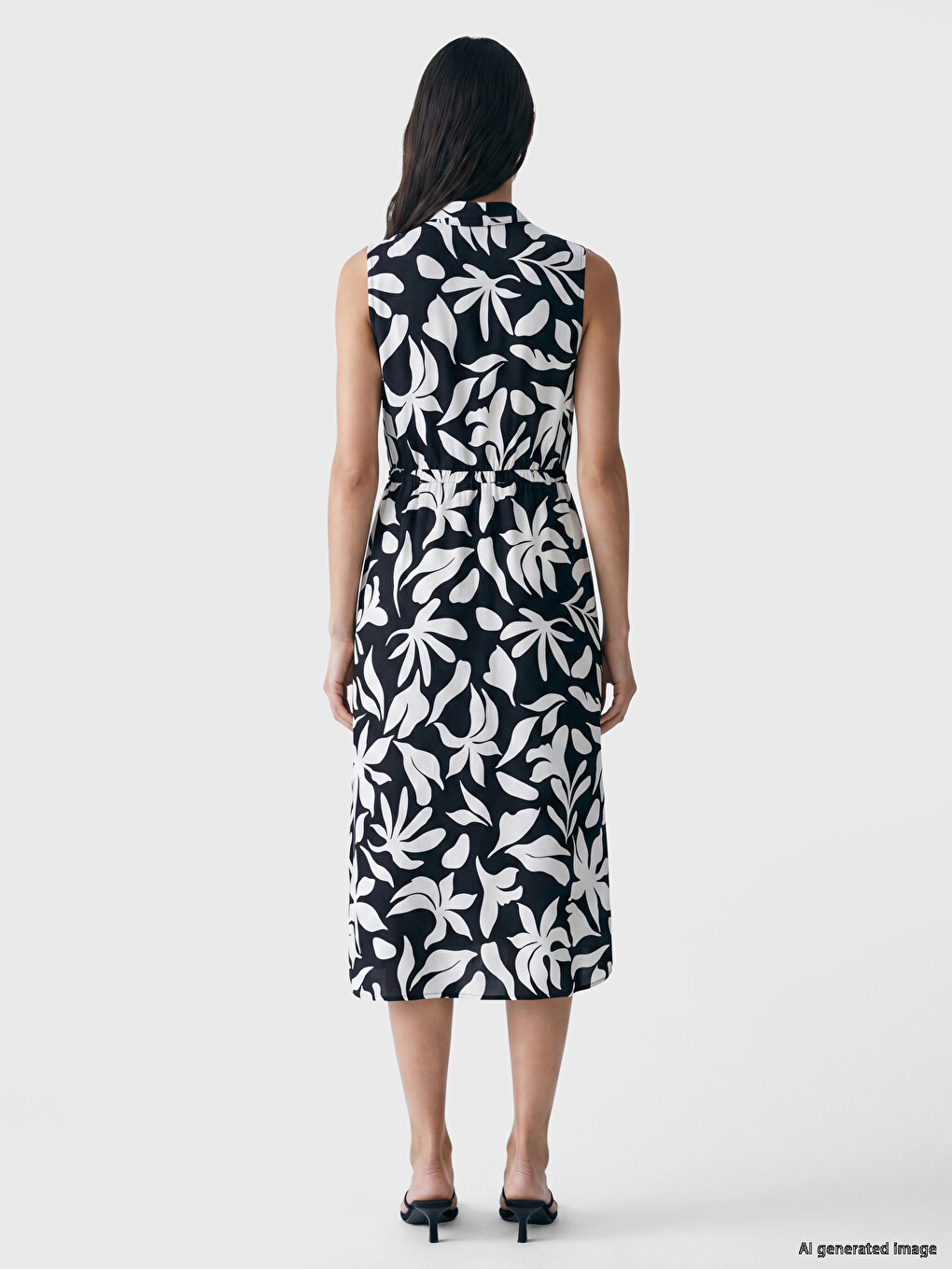 Floral Waist Sash Shirt Dress-3