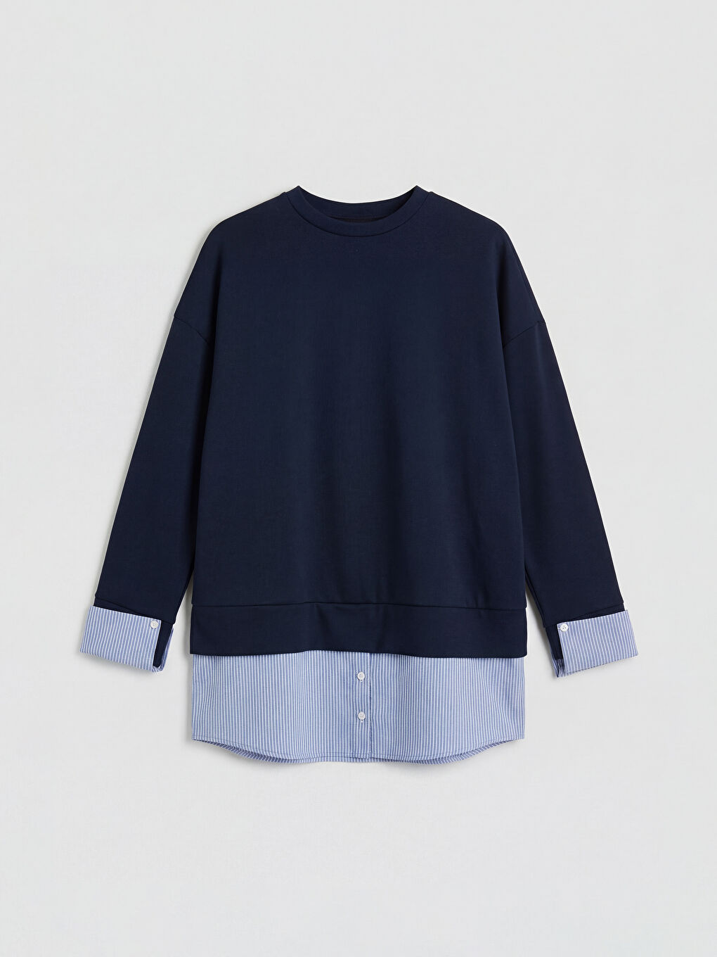 Lacivert Bisiklet Yaka Oversize Kadın Tunik	