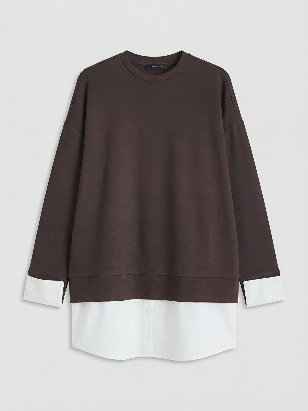 Kahverengi Bisiklet Yaka Oversize Kadın Tunik	