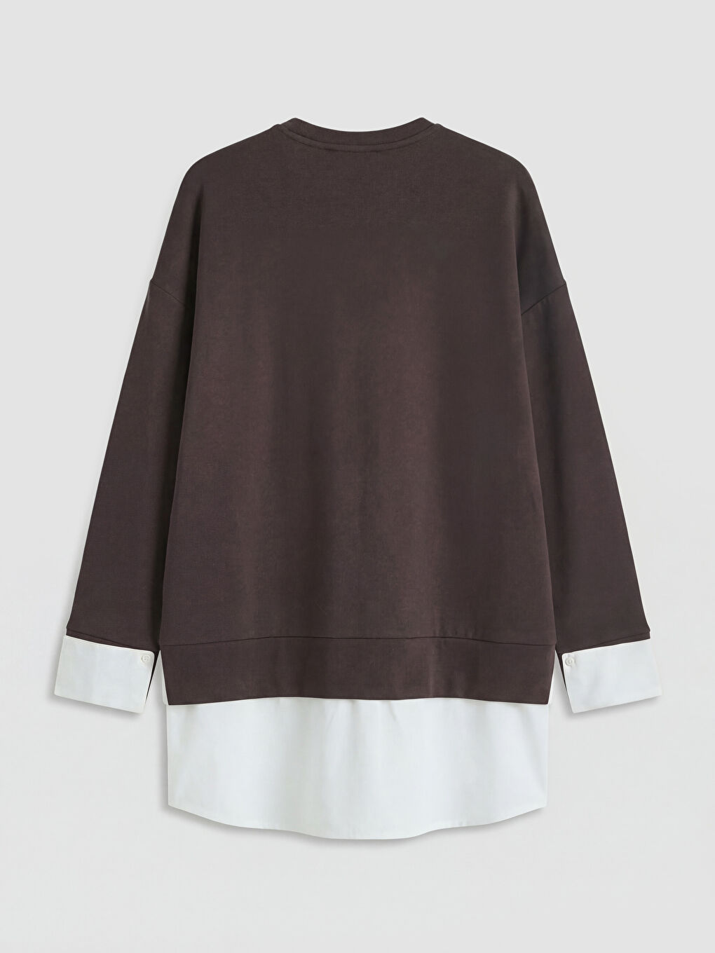 Kahverengi Bisiklet Yaka Oversize Kadın Tunik	-1