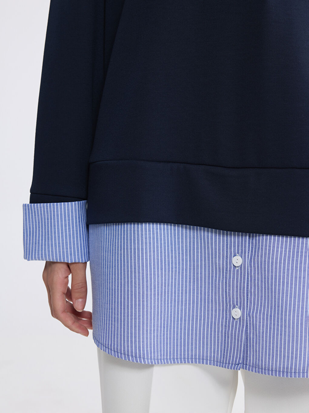 Lacivert Bisiklet Yaka Oversize Kadın Tunik	-2