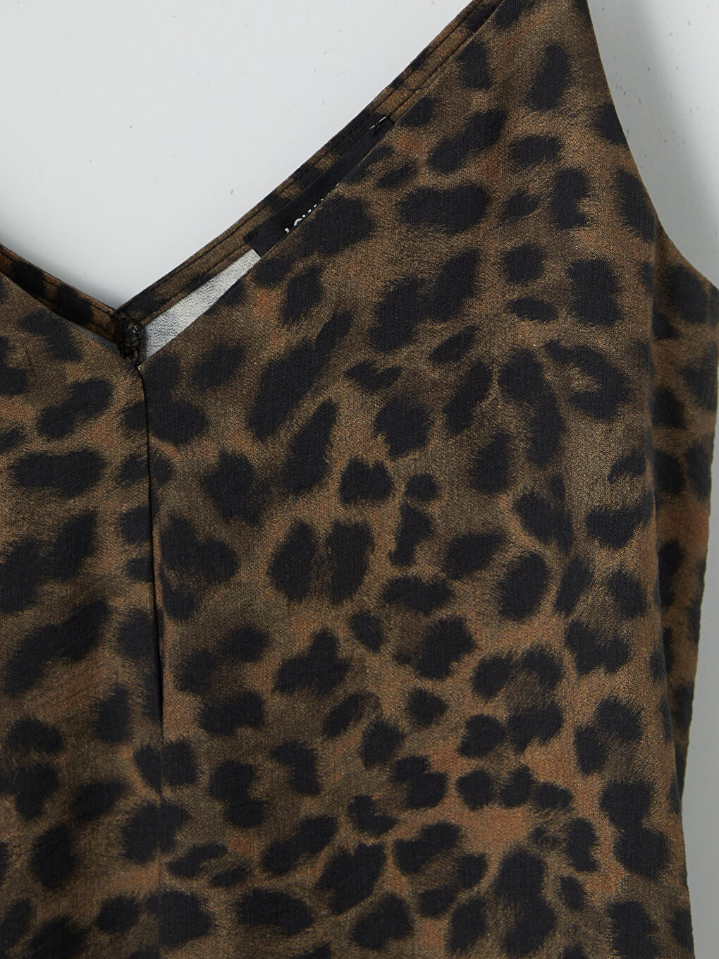 Kahverengi Leopar Desenli İp Askılı A Kesim Elbise-2