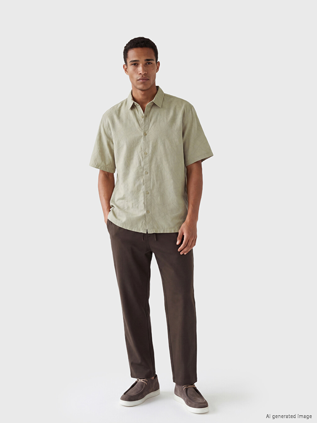 Bej Regular Fit Erkek Gömlek-1