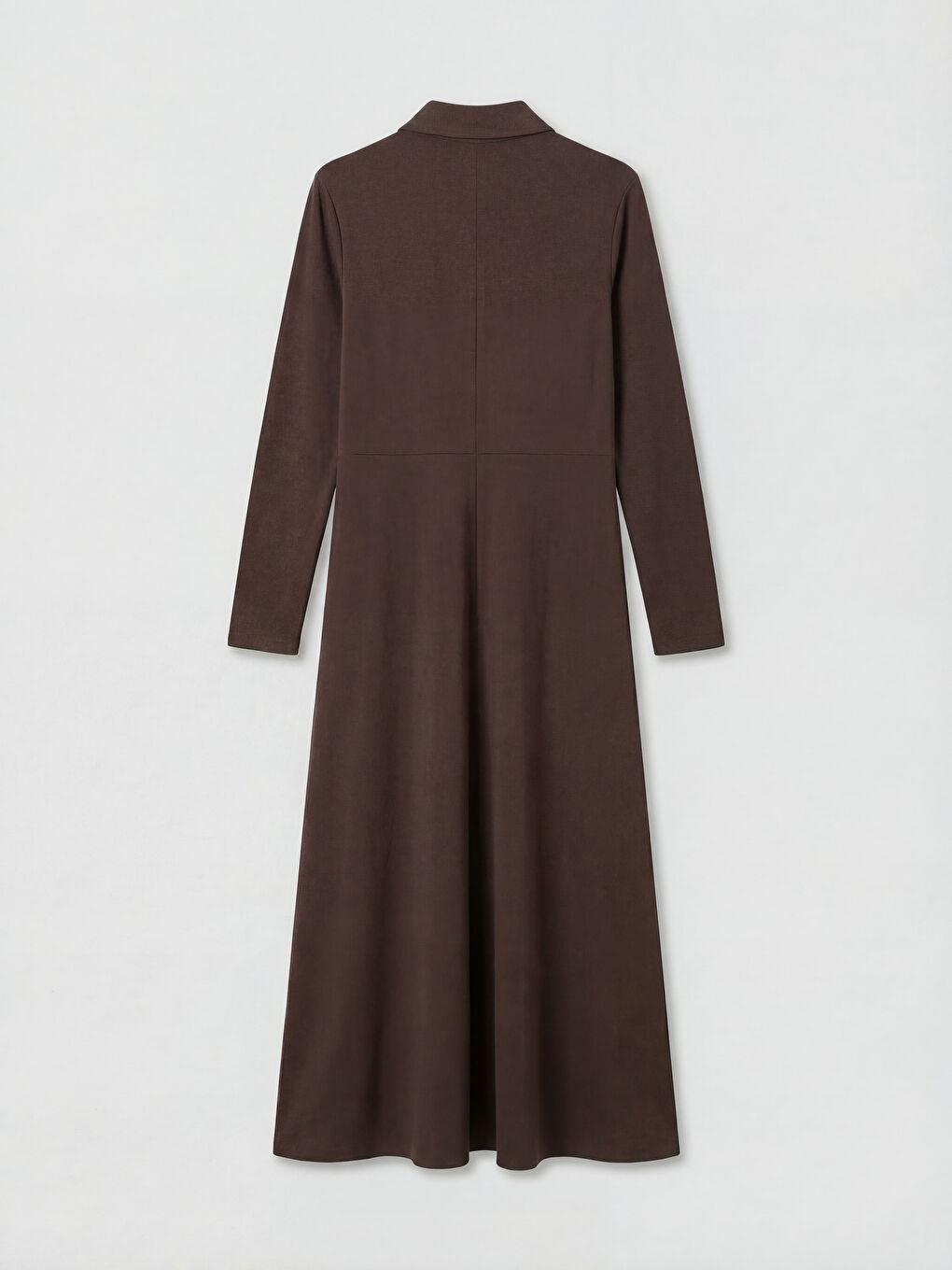 Kahverengi Gömlek Yaka Belden Oturmalı Elbise-5