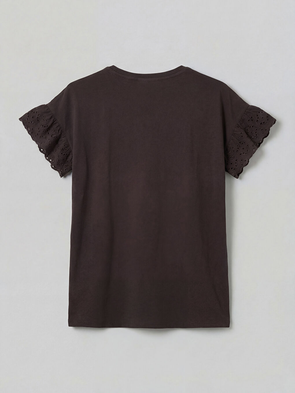 Kahverengi Bisiklet Yaka Nakışlı Bluz-1