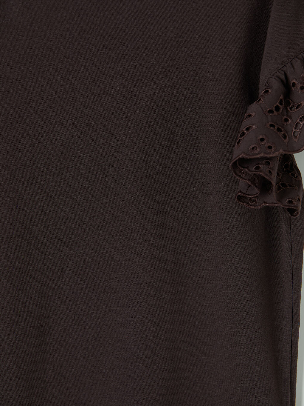 Kahverengi Bisiklet Yaka Nakışlı Bluz-2