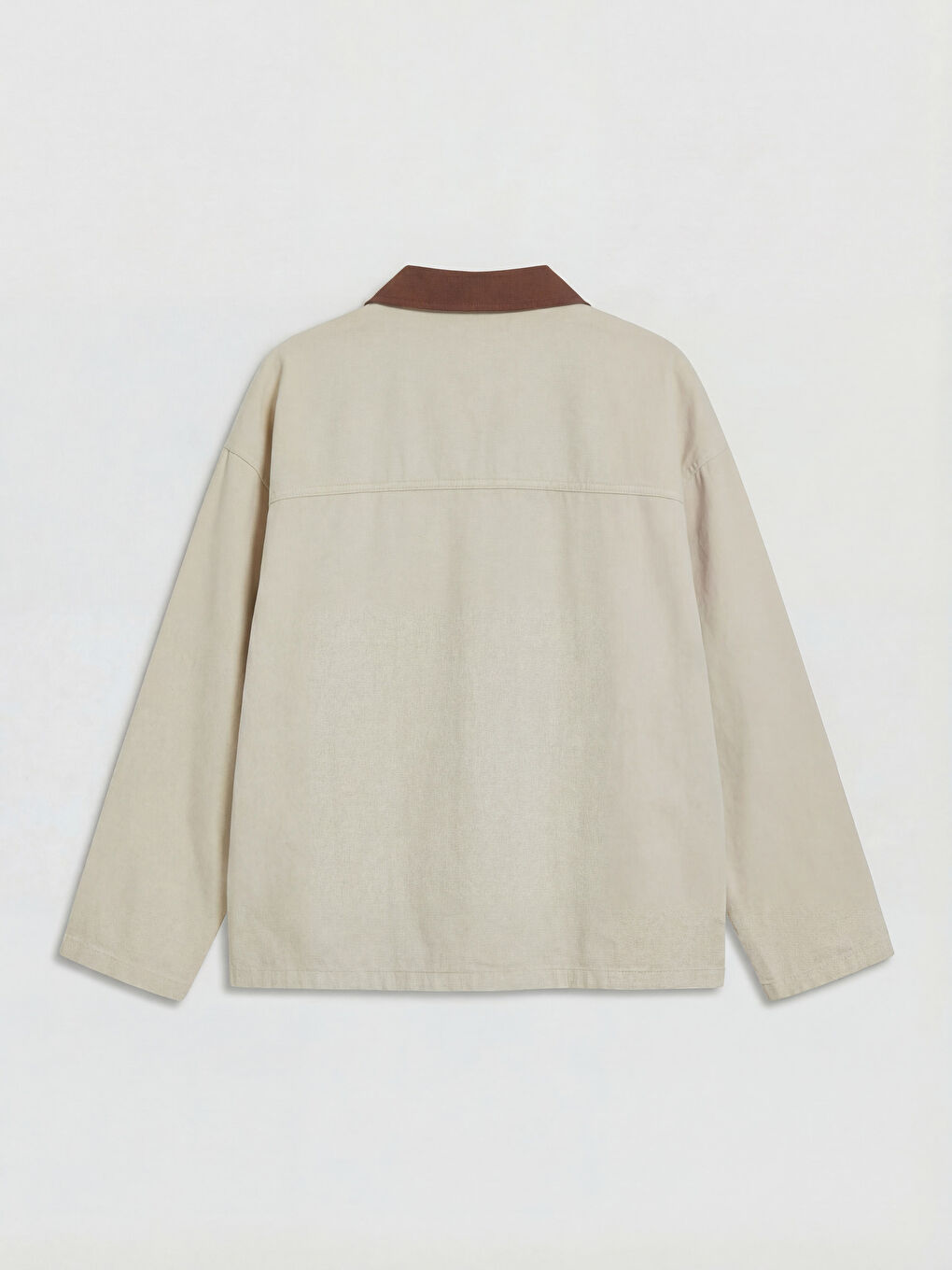 Bej Kadife Gömlek Yaka Kadın Jean Ceket-5