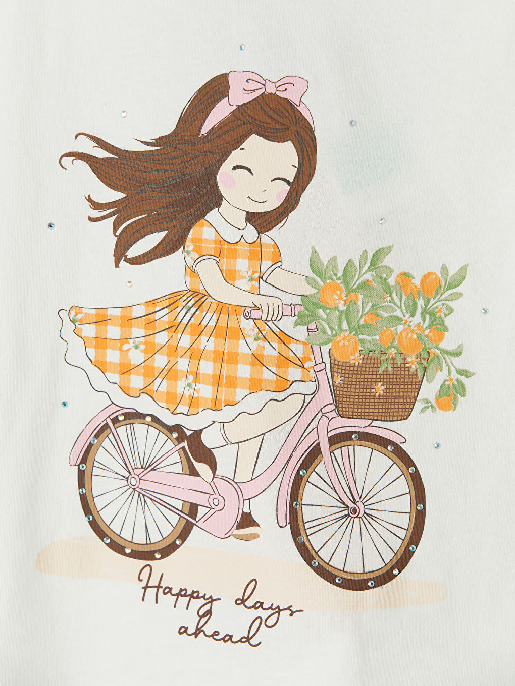 Ekru Kız Çocuk Tişört, Etek ve Saç Bandı-6