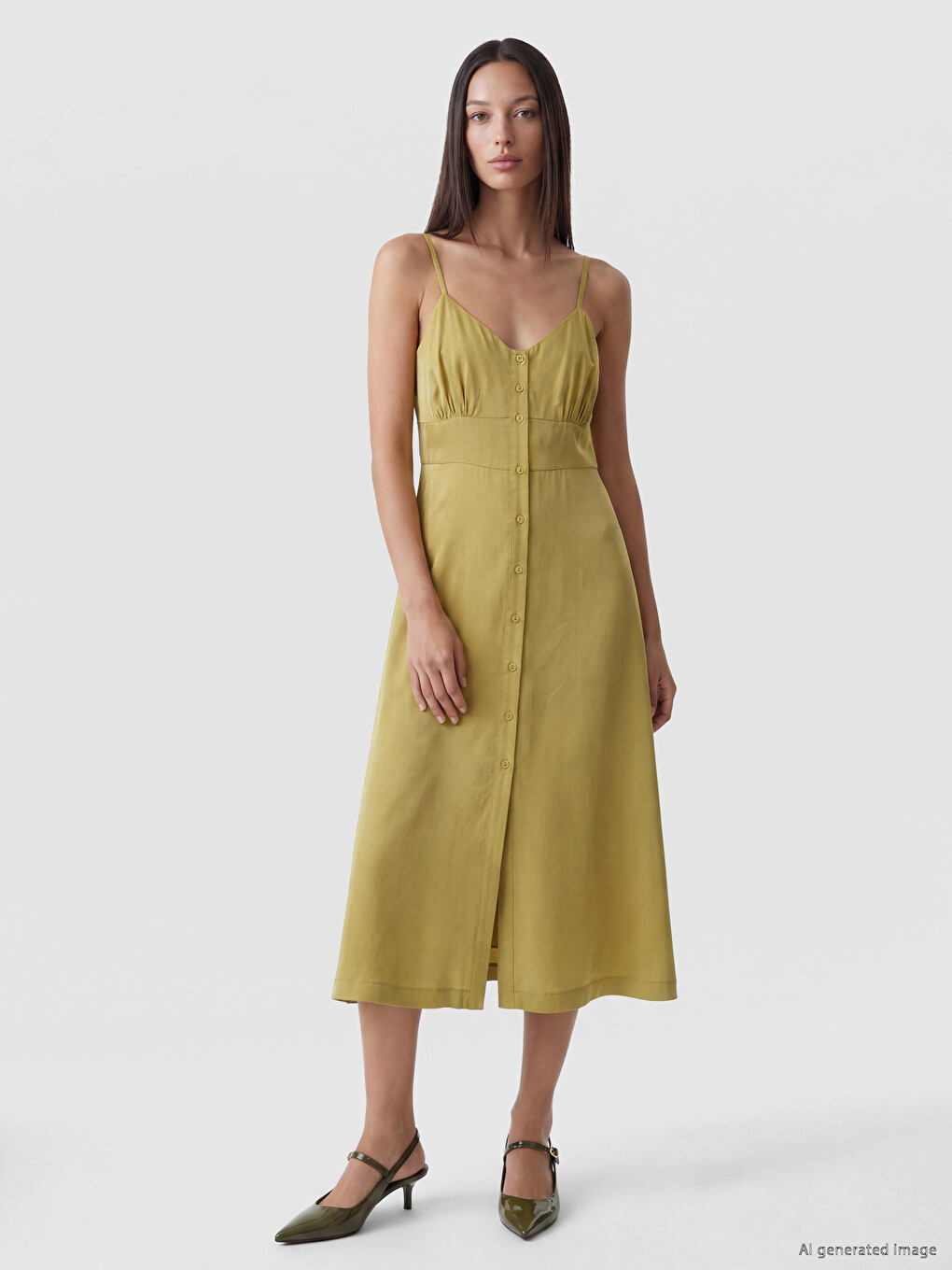 Gerüschtes Kleid Aus Modal-mischung Mit Riemchen