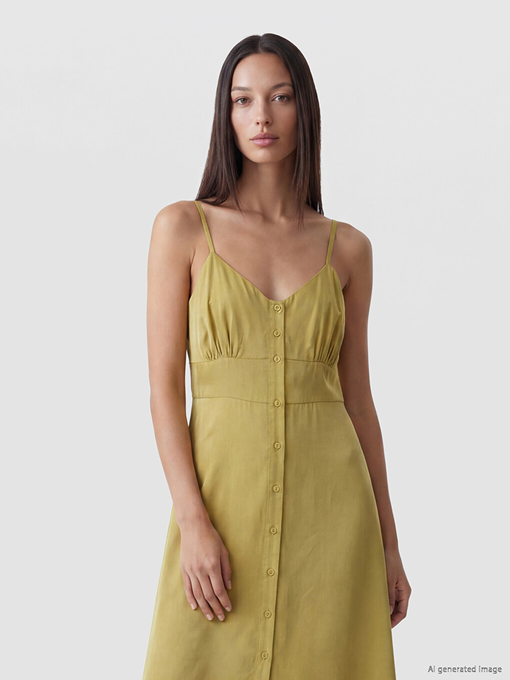 Gerüschtes Kleid Aus Modal-mischung Mit Riemchen-1