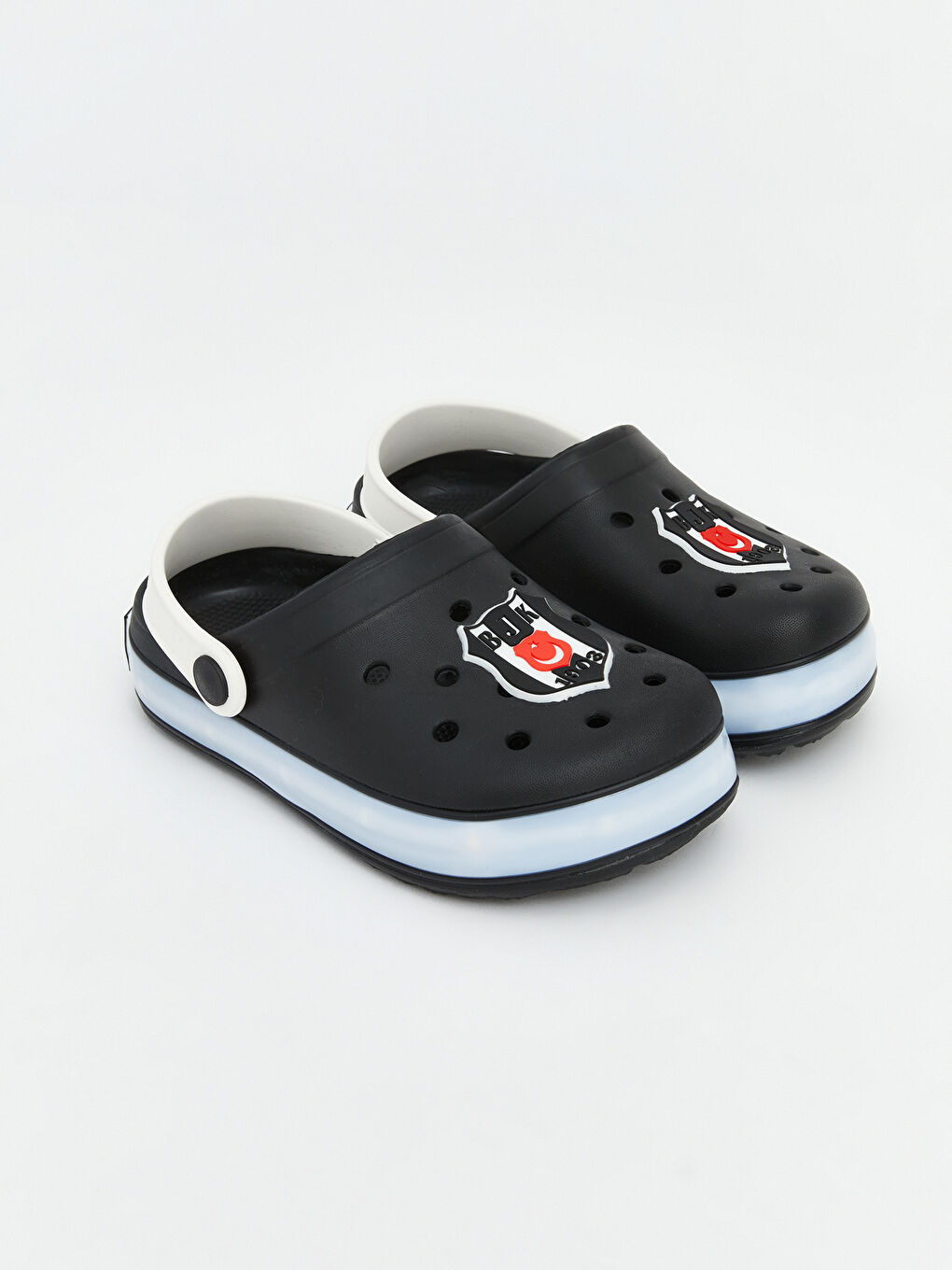 Siyah Beşiktaş Baskılı Erkek Çocuk Sandalet-1