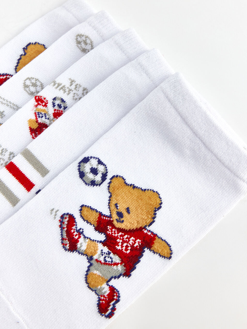 Karışık Ayı Teddy Desenli Erkek Çocuk Patik Çorap 5'li-6