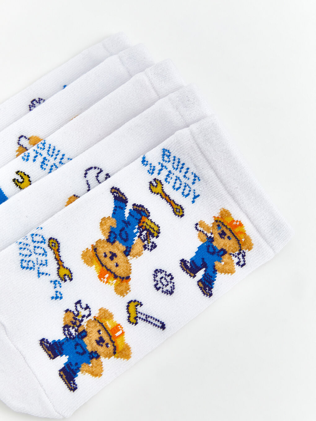 Karışık Ayı Teddy Desenli Erkek Çocuk Patik Çorap 5'li-6